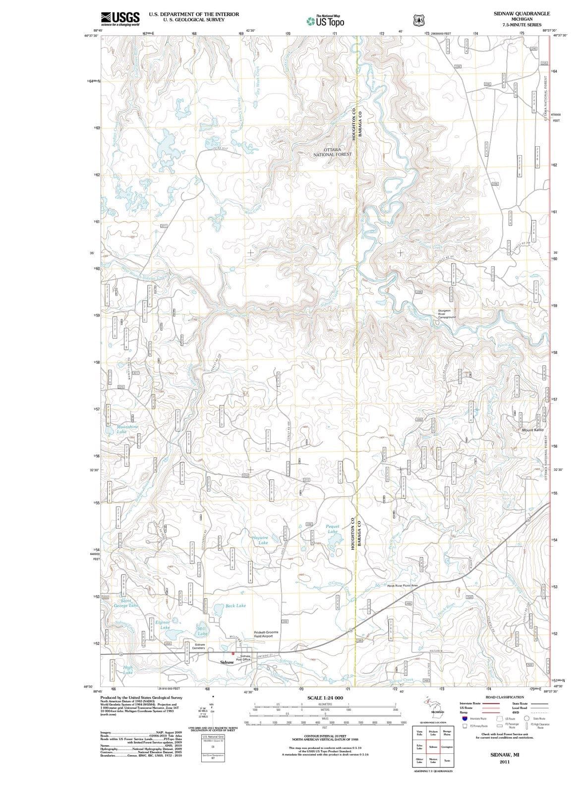 2011 Sidnaw, MI - Michigan - USGS Topographic Map