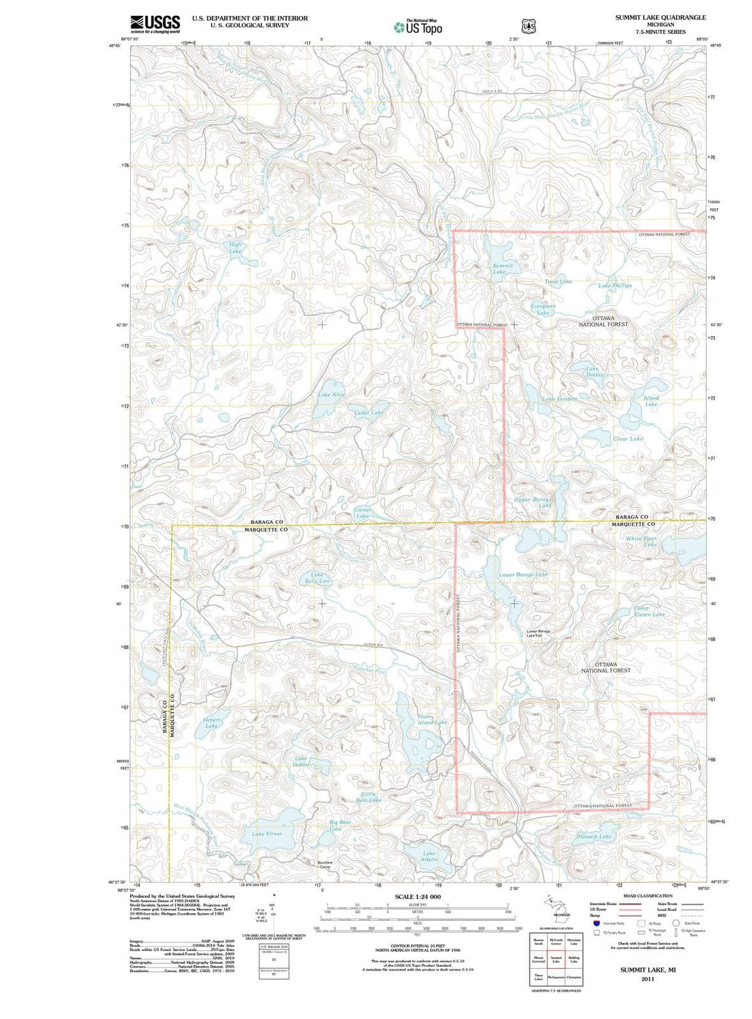 2011 Summit Lake, MI - Michigan - USGS Topographic Map
