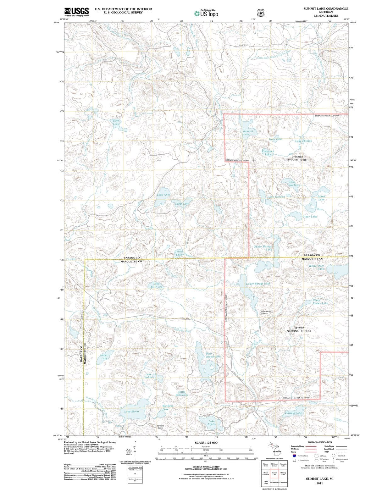 2011 Summit Lake, MI - Michigan - USGS Topographic Map