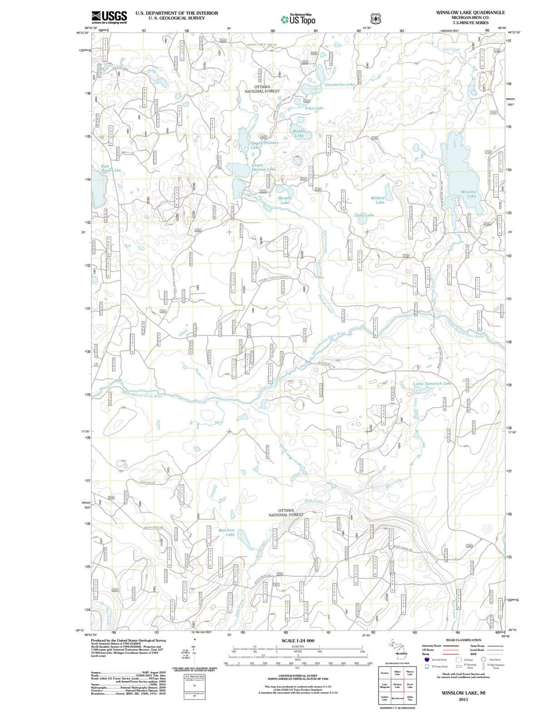 2011 Winslow Lake, MI - Michigan - USGS Topographic Map