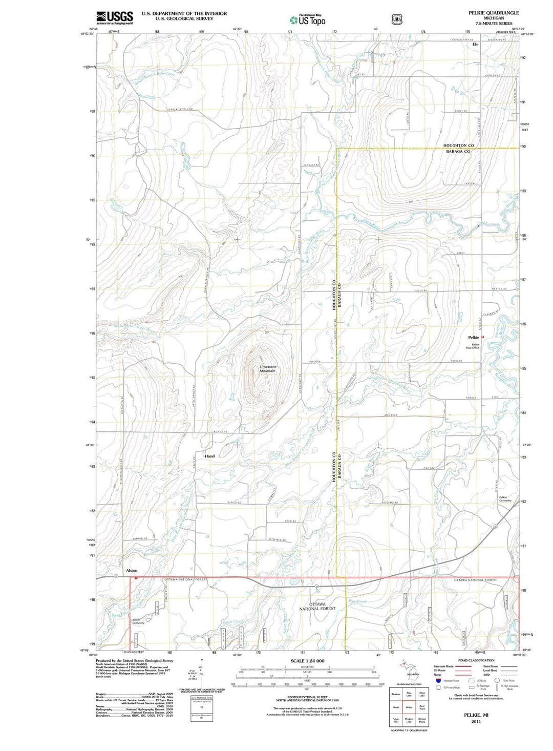2011 Pelkie, MI - Michigan - USGS Topographic Map