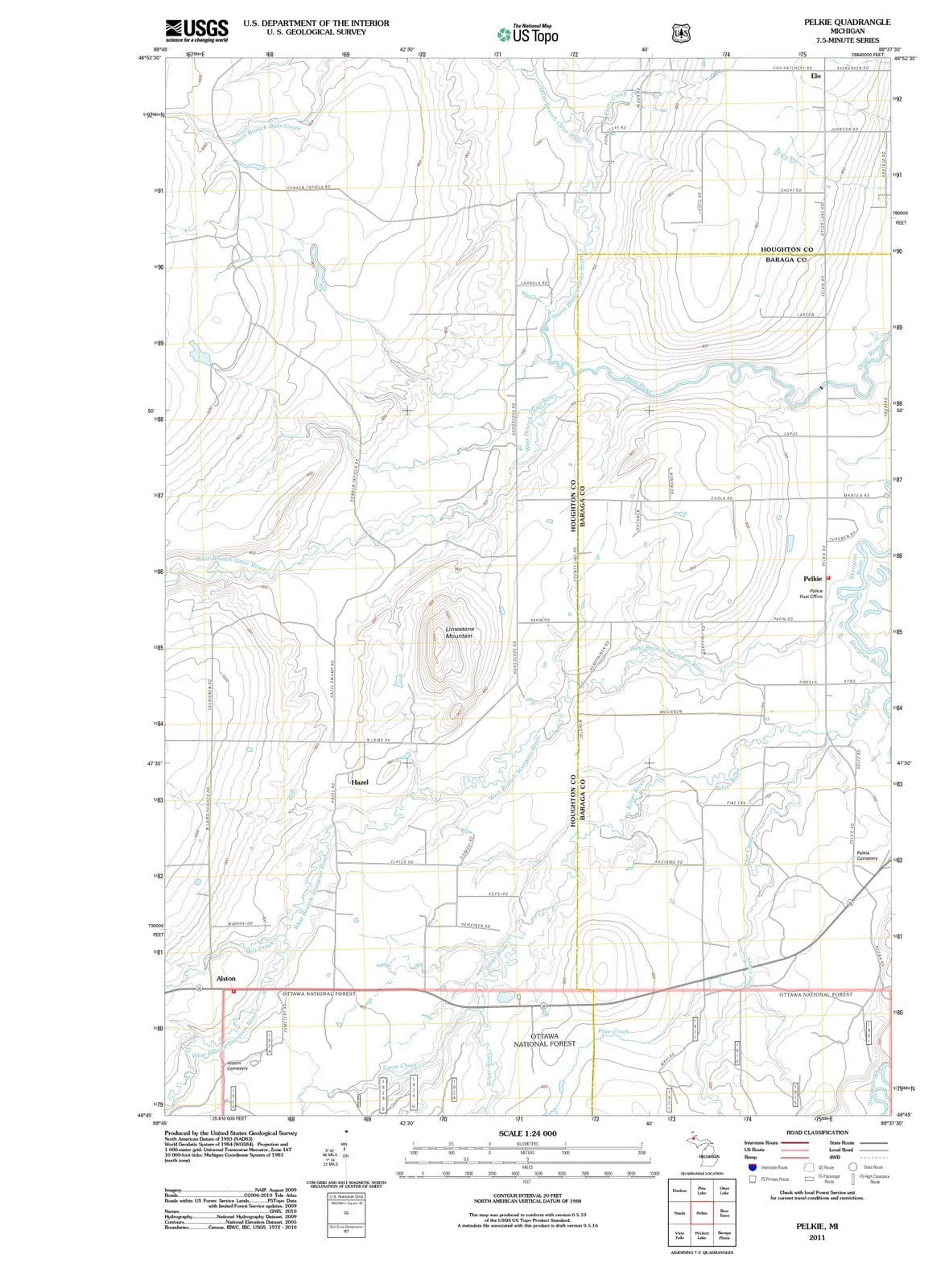 2011 Pelkie, MI - Michigan - USGS Topographic Map