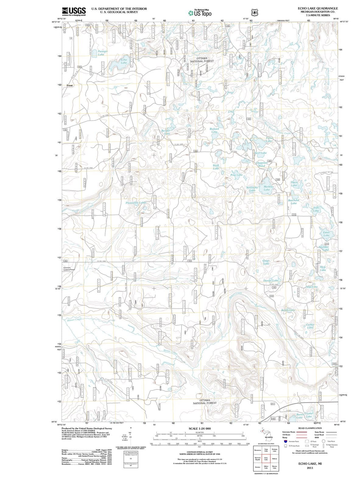 2011 Echo Lake, MI - Michigan - USGS Topographic Map