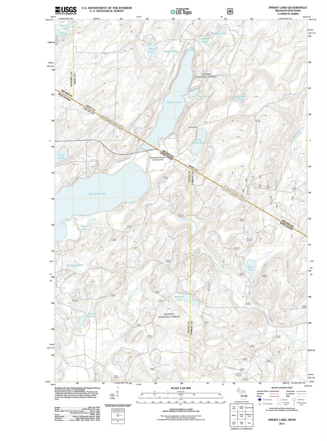 2011 Smoky Lake, MI - Michigan - USGS Topographic Map