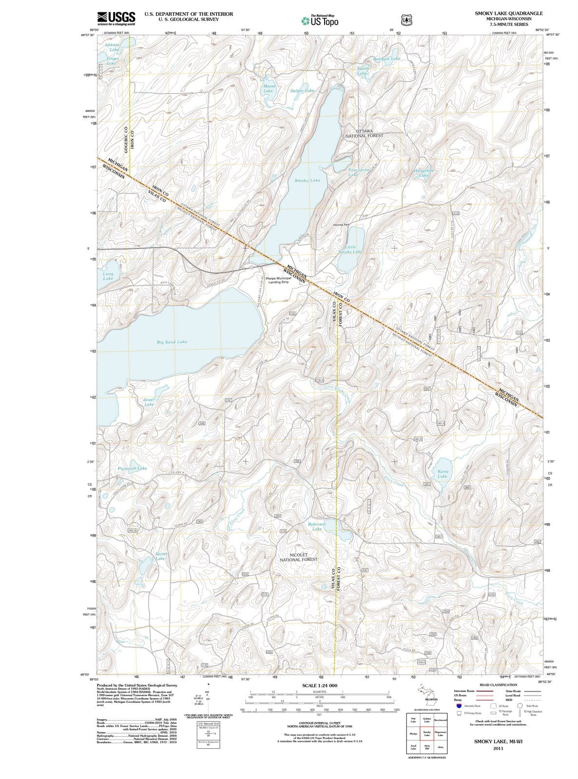 2011 Smoky Lake, MI - Michigan - USGS Topographic Map