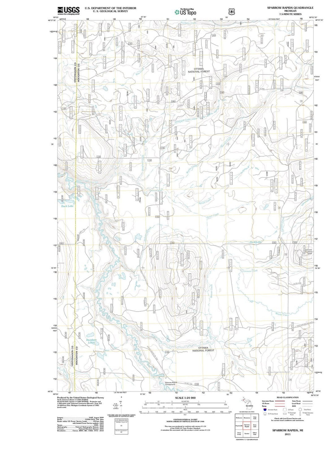 2011 Sparrow Rapids, MI - Michigan - USGS Topographic Map