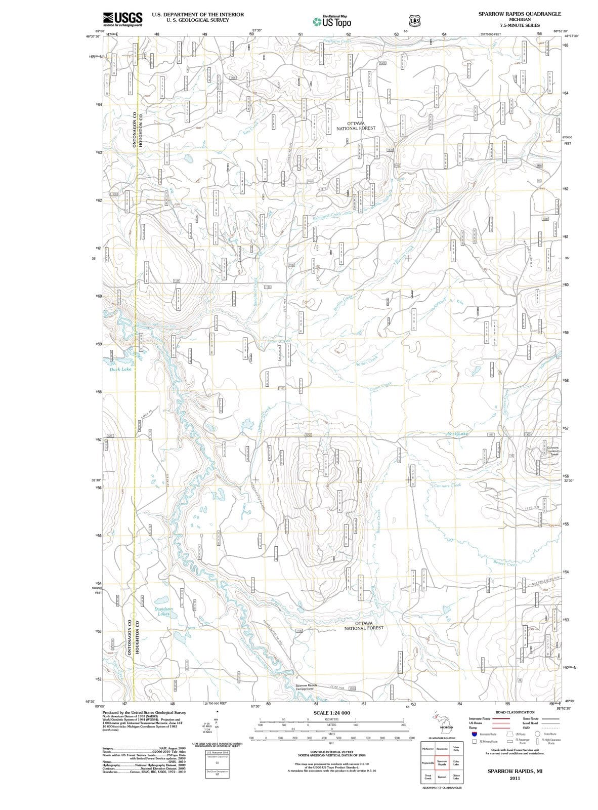 2011 Sparrow Rapids, MI - Michigan - USGS Topographic Map