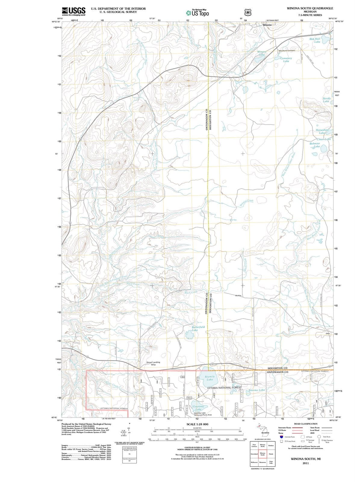 2011 Winona South, MI - Michigan - USGS Topographic Map