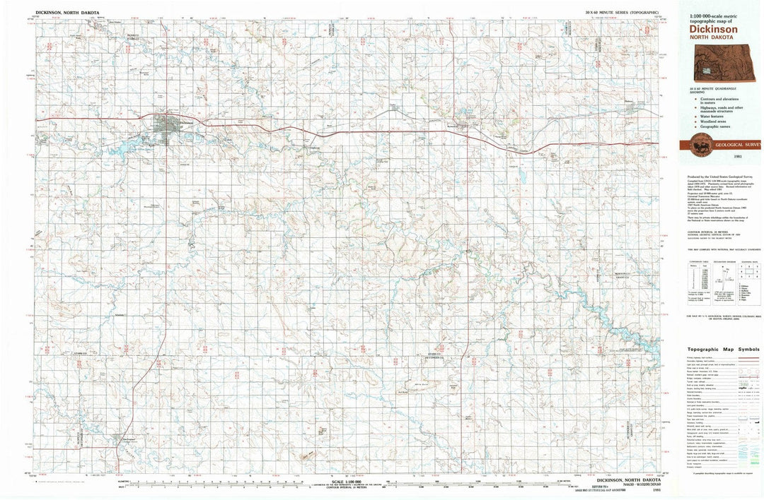 1981 Dickinson, ND - North Dakota - USGS Topographic Map