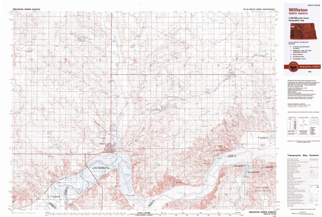 1983 Williston, ND - North Dakota - USGS Topographic Map