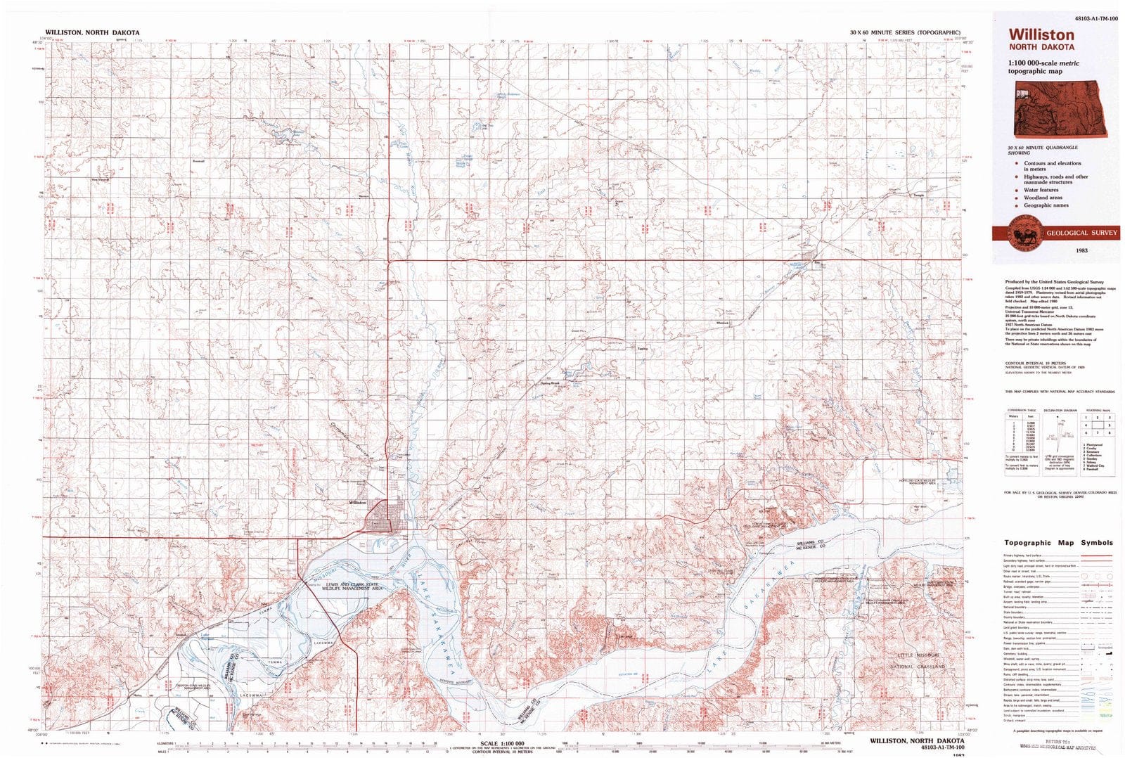 1983 Williston, ND - North Dakota - USGS Topographic Map