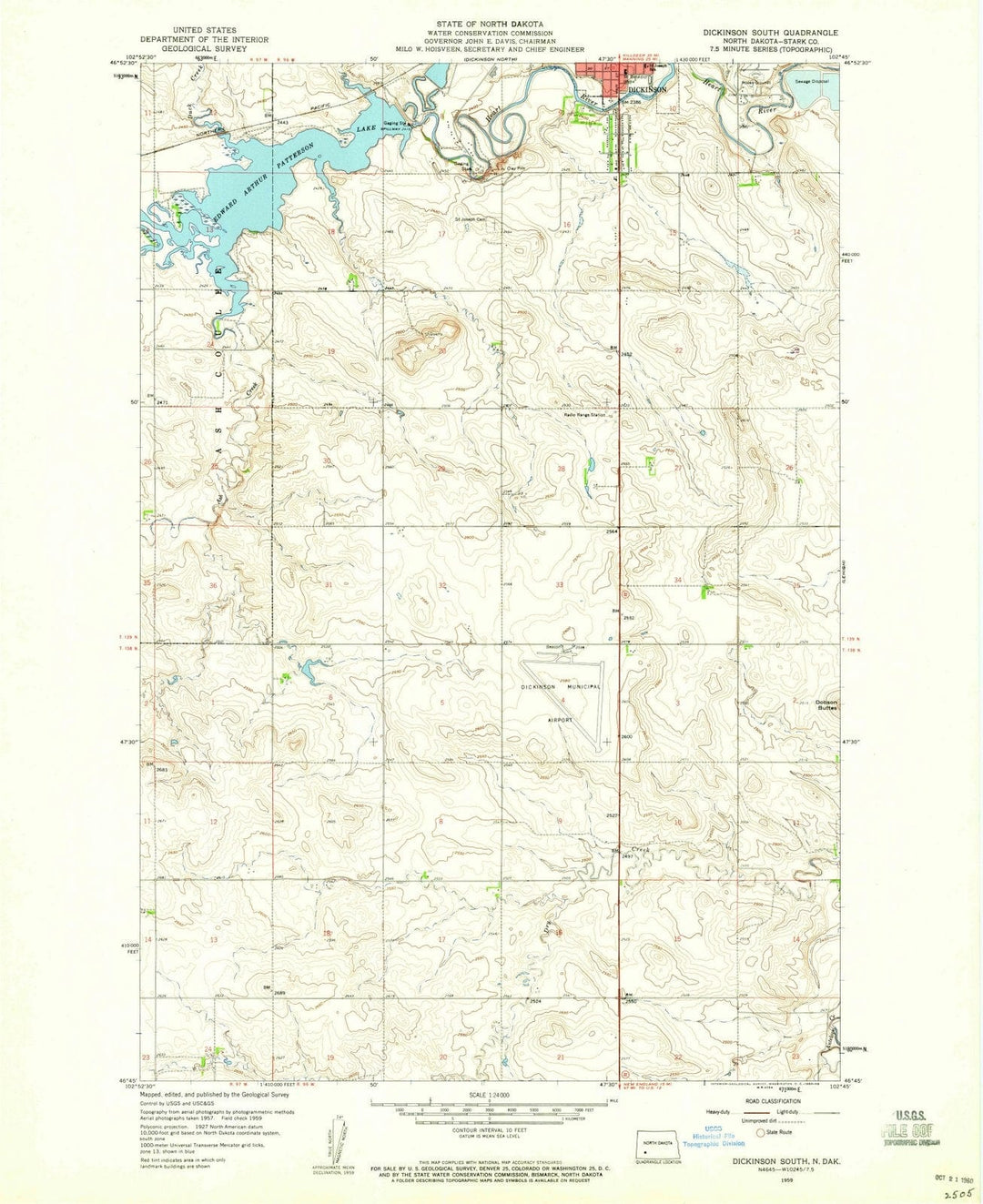 1959 Dickinson South, ND - North Dakota - USGS Topographic Map
