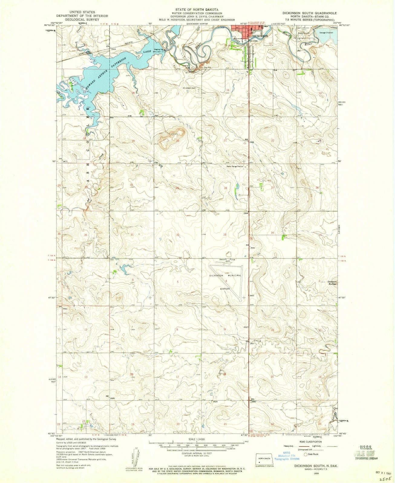 1959 Dickinson South, ND - North Dakota - USGS Topographic Map