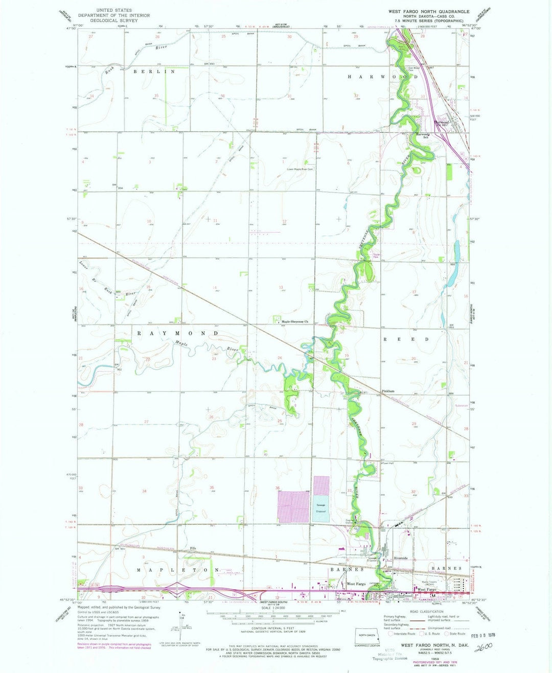 1959 West Fargo North, ND - North Dakota - USGS Topographic Map
