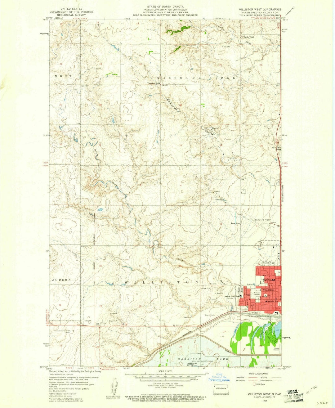 1959 Williston, ND - North Dakota - USGS Topographic Map v2