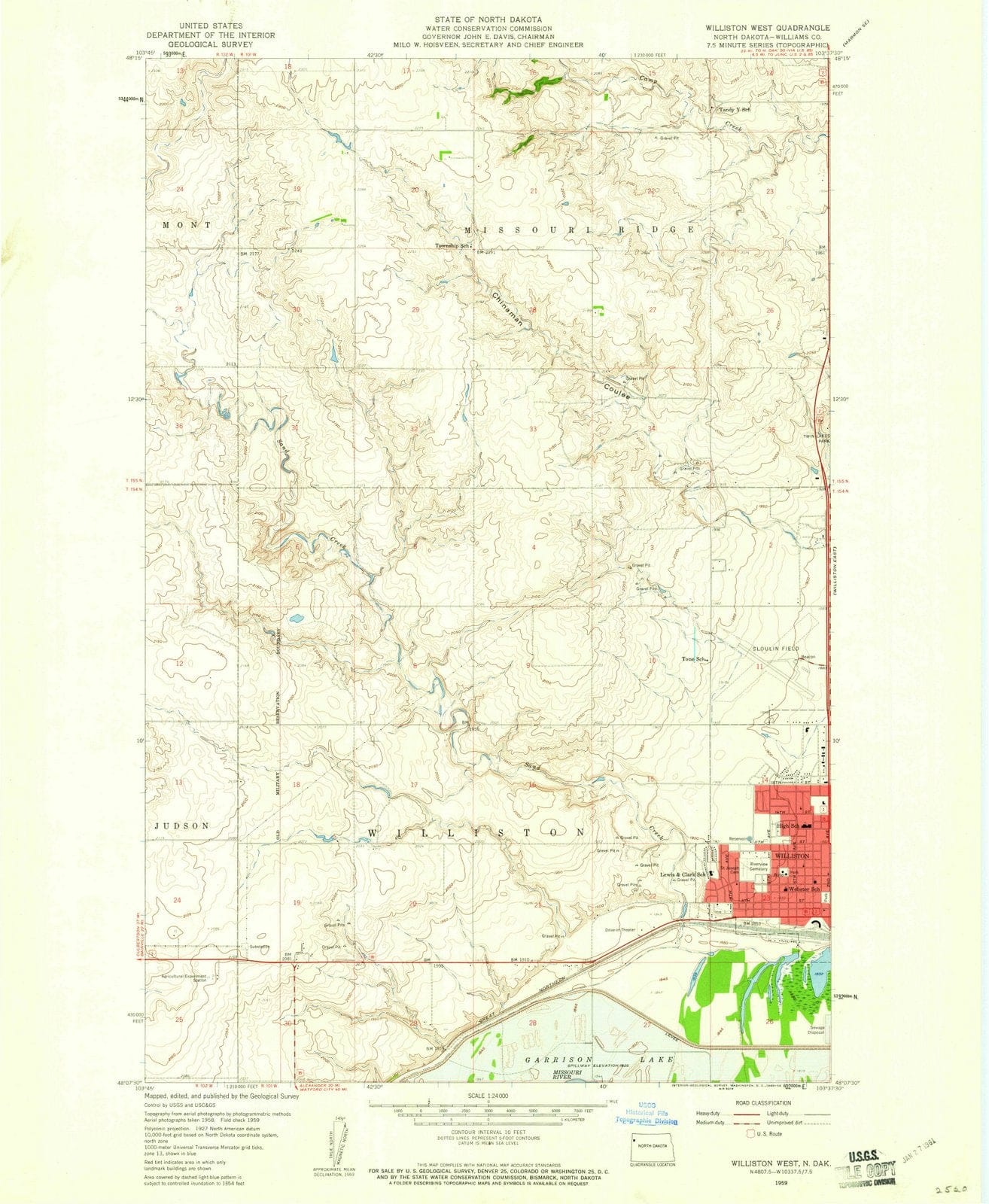 1959 Williston, ND - North Dakota - USGS Topographic Map v2