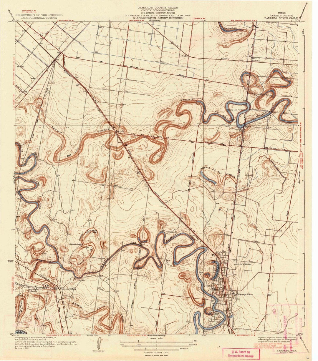 1936 Barreda, TX - Texas - USGS Topographic Map