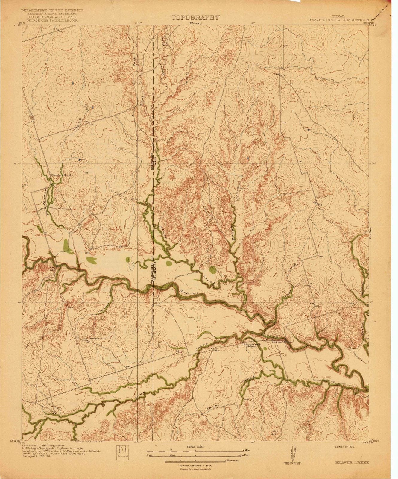 1920 Beaver Creek, TX - Texas - USGS Topographic Map