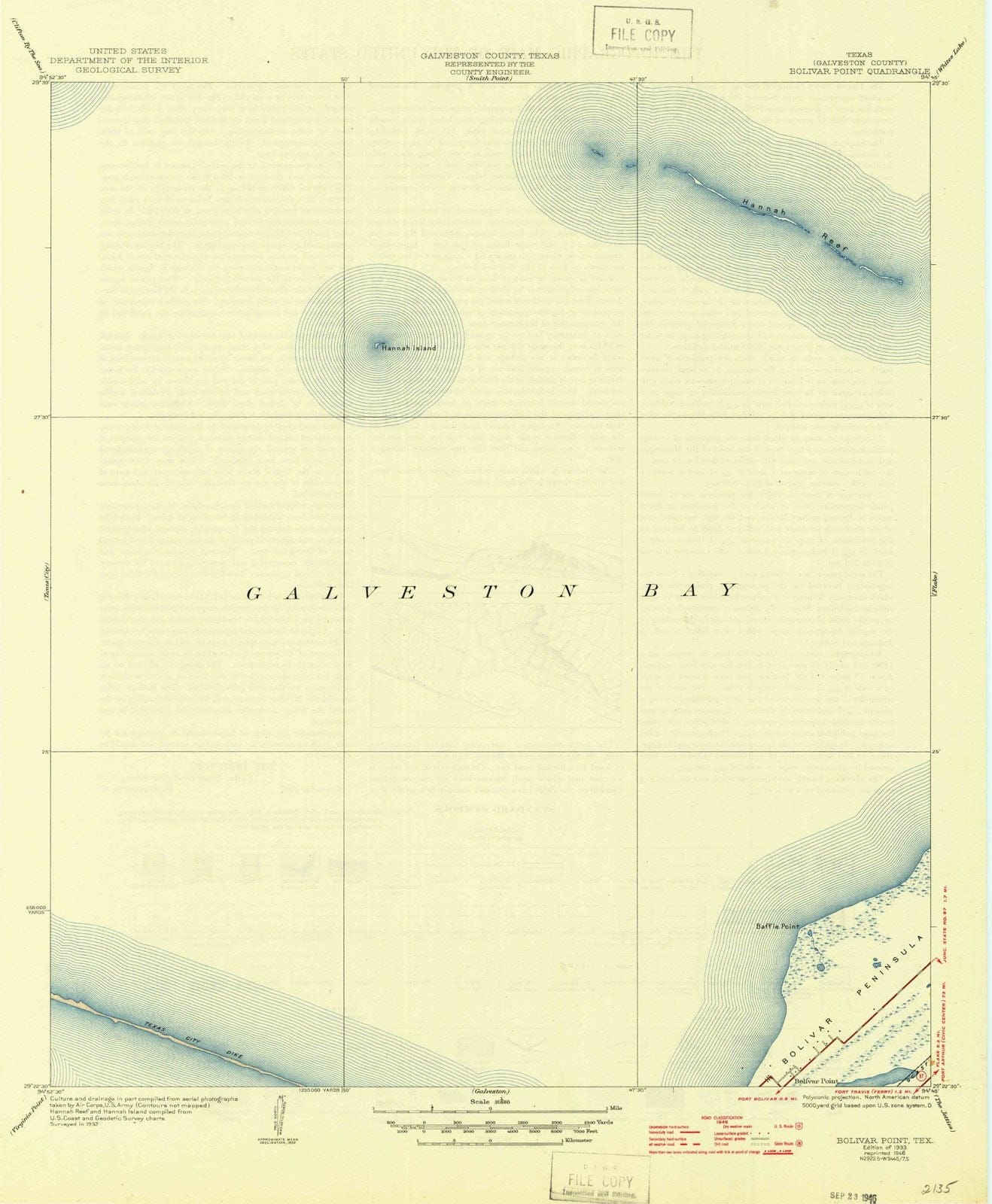 1933 Bolivar Point, TX - Texas - USGS Topographic Map