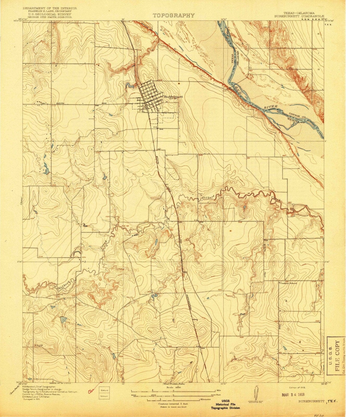 1918 Buckburnett, TX - Texas - USGS Topographic Map