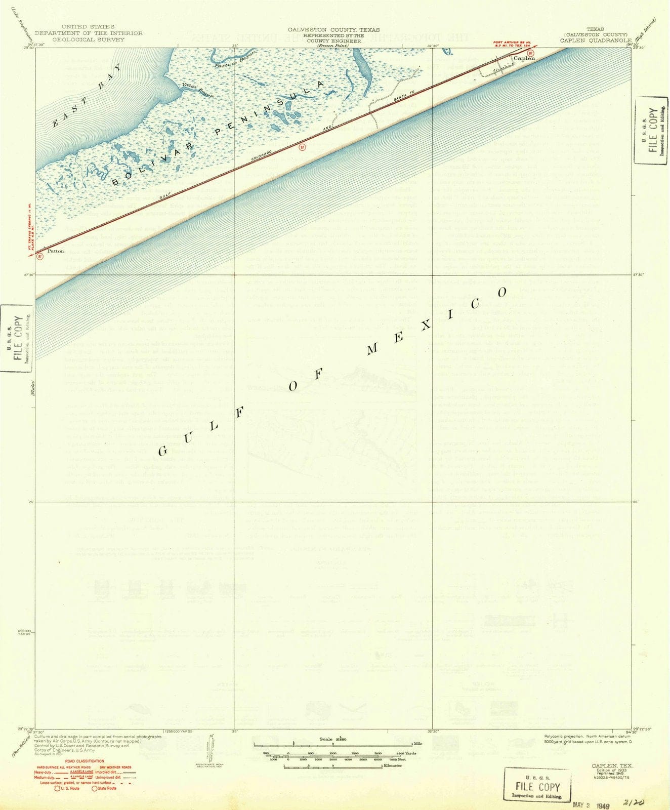1933 Caplen, TX - Texas - USGS Topographic Map