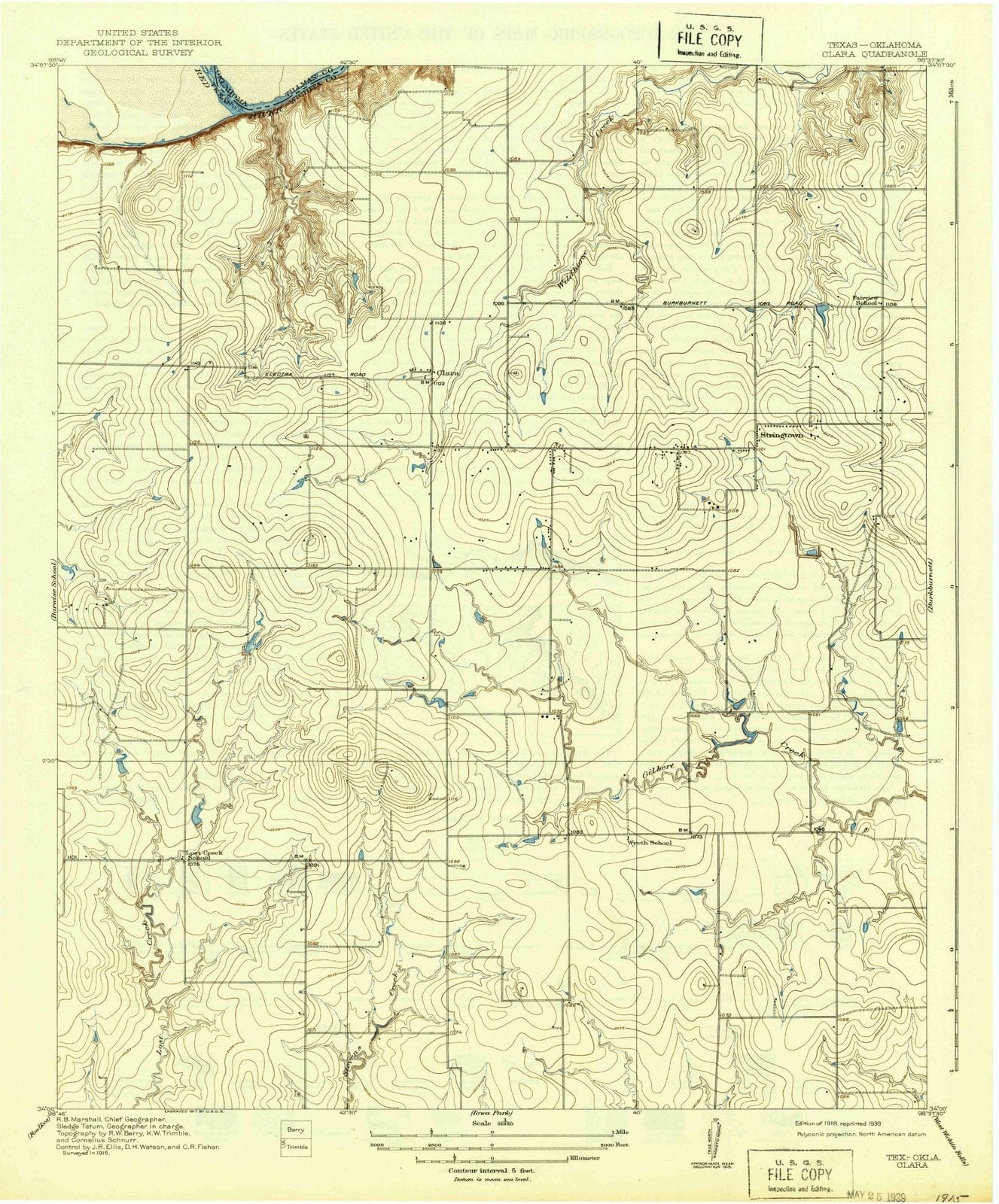 1918 Clara, TX - Texas - USGS Topographic Map