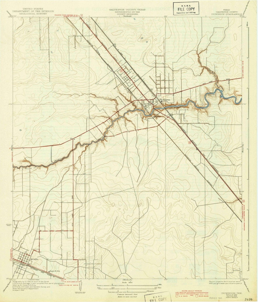 1932 Dickinson, TX - Texas - USGS Topographic Map