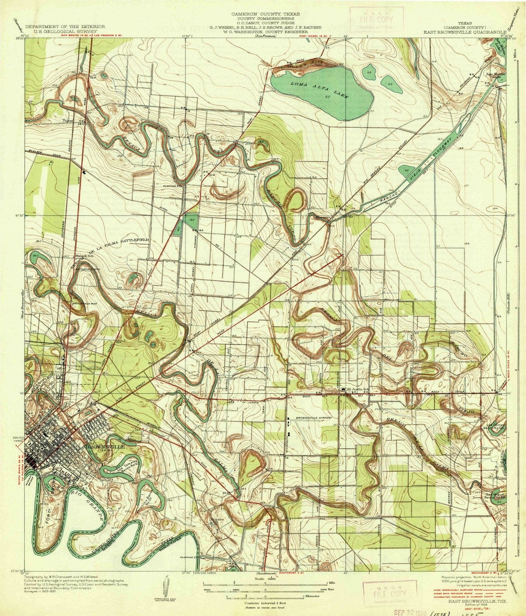 1936 East Brownsville, TX - Texas - USGS Topographic Map