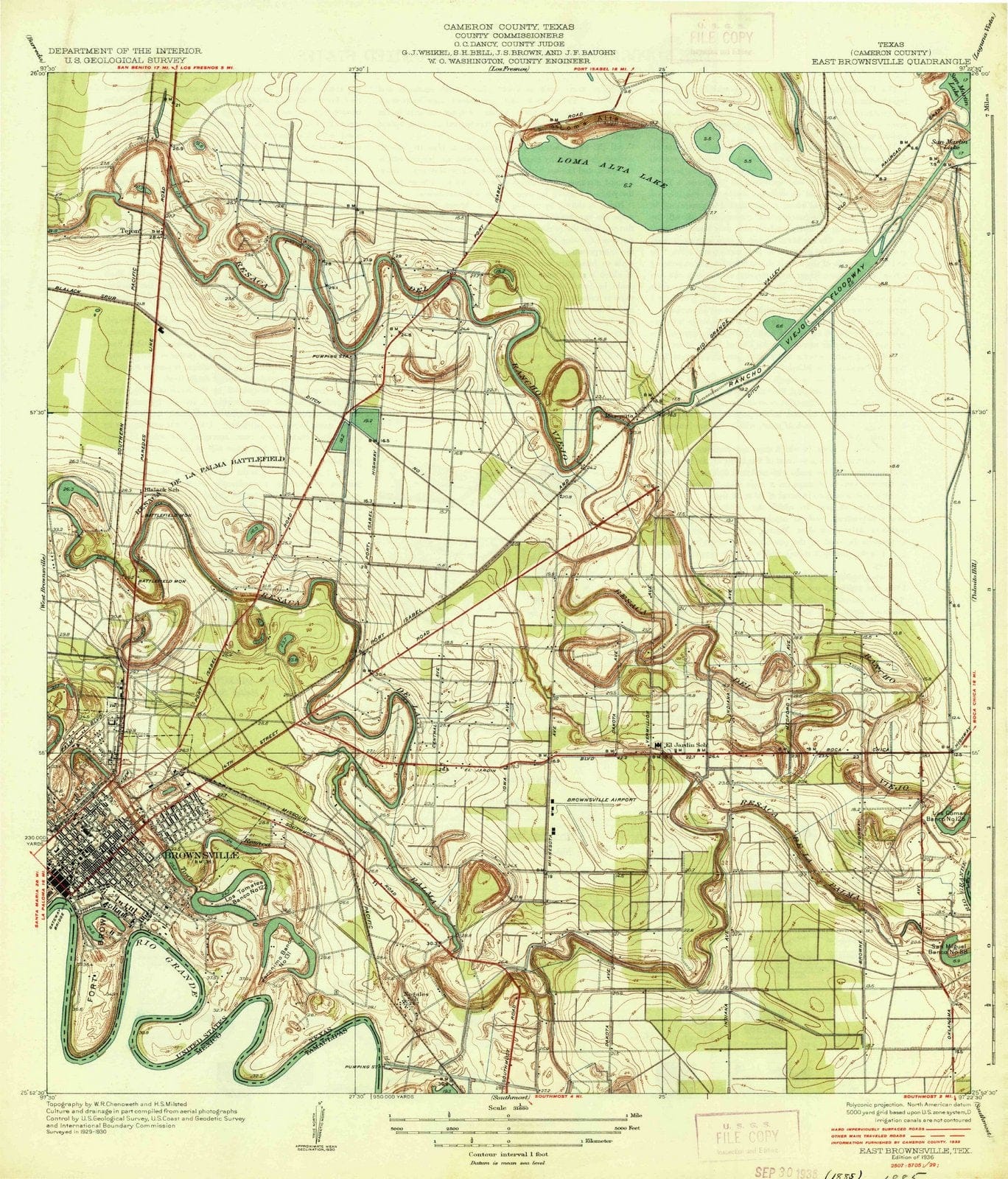 1936 East Brownsville, TX - Texas - USGS Topographic Map