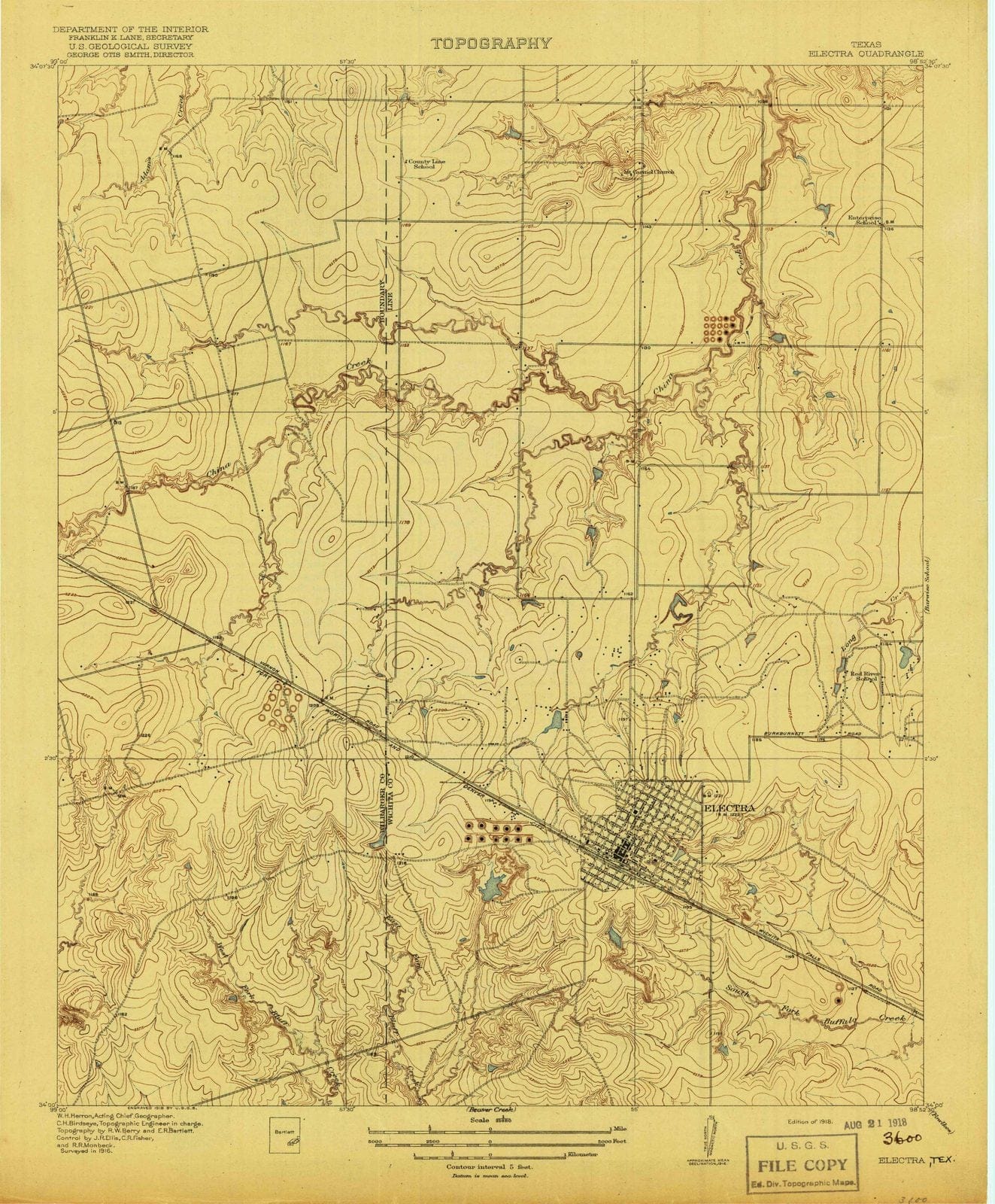 1918 Electra, TX - Texas - USGS Topographic Map