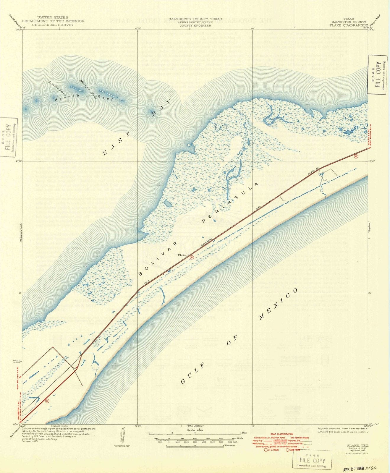 1933 Flake, TX - Texas - USGS Topographic Map