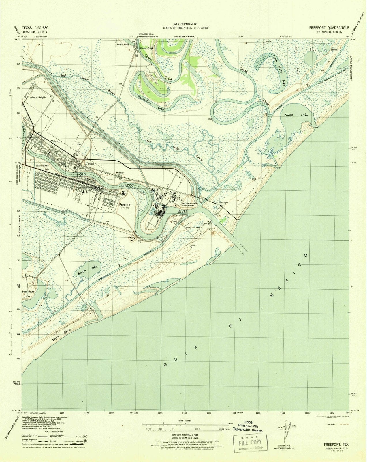 1943 Freeport, TX - Texas - USGS Topographic Map