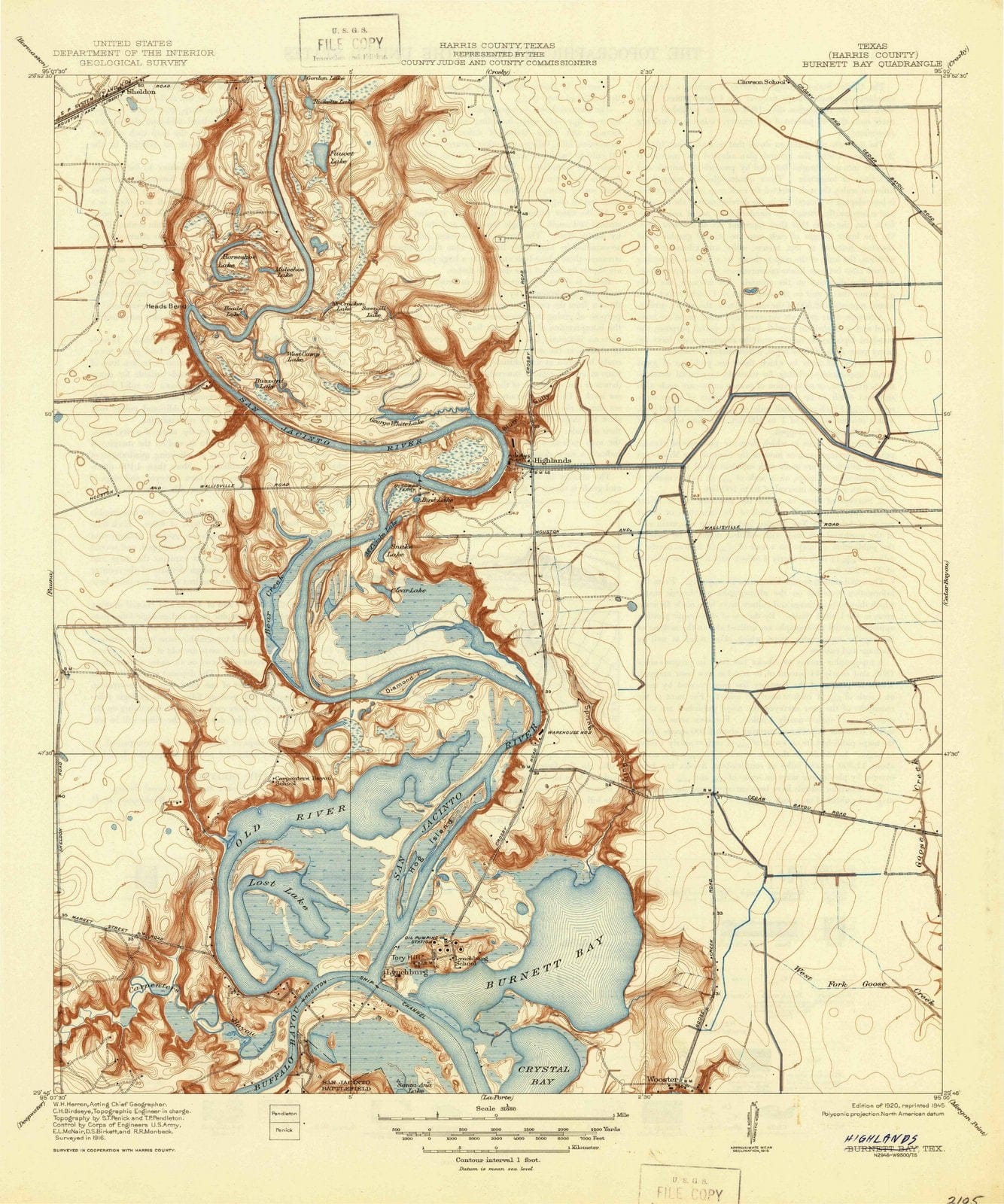 1920 Highland, TX - Texas - USGS Topographic Map