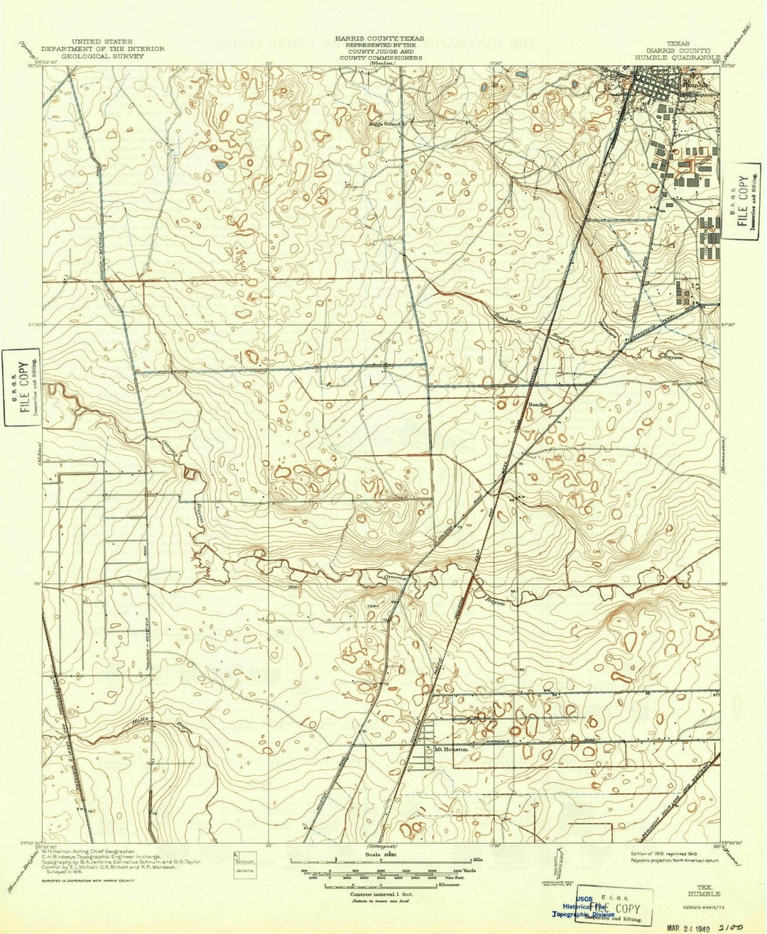 1919 Humble, TX - Texas - USGS Topographic Map