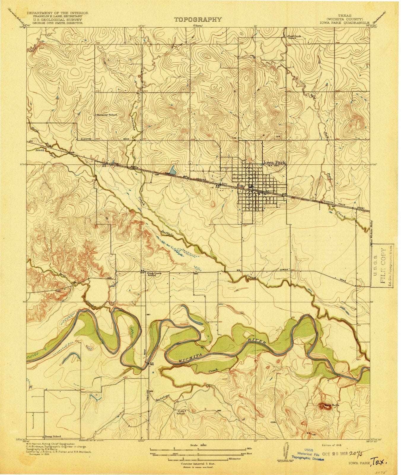 1918 Iowa Park, TX - Texas - USGS Topographic Map