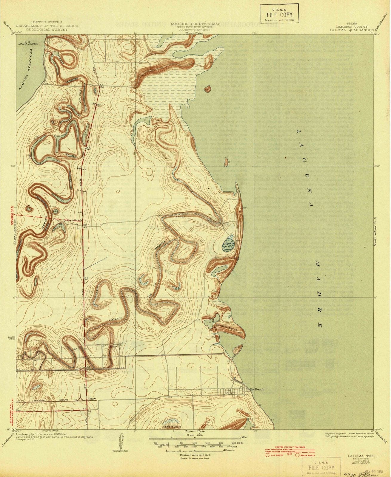 1934 La Coma, TX - Texas - USGS Topographic Map