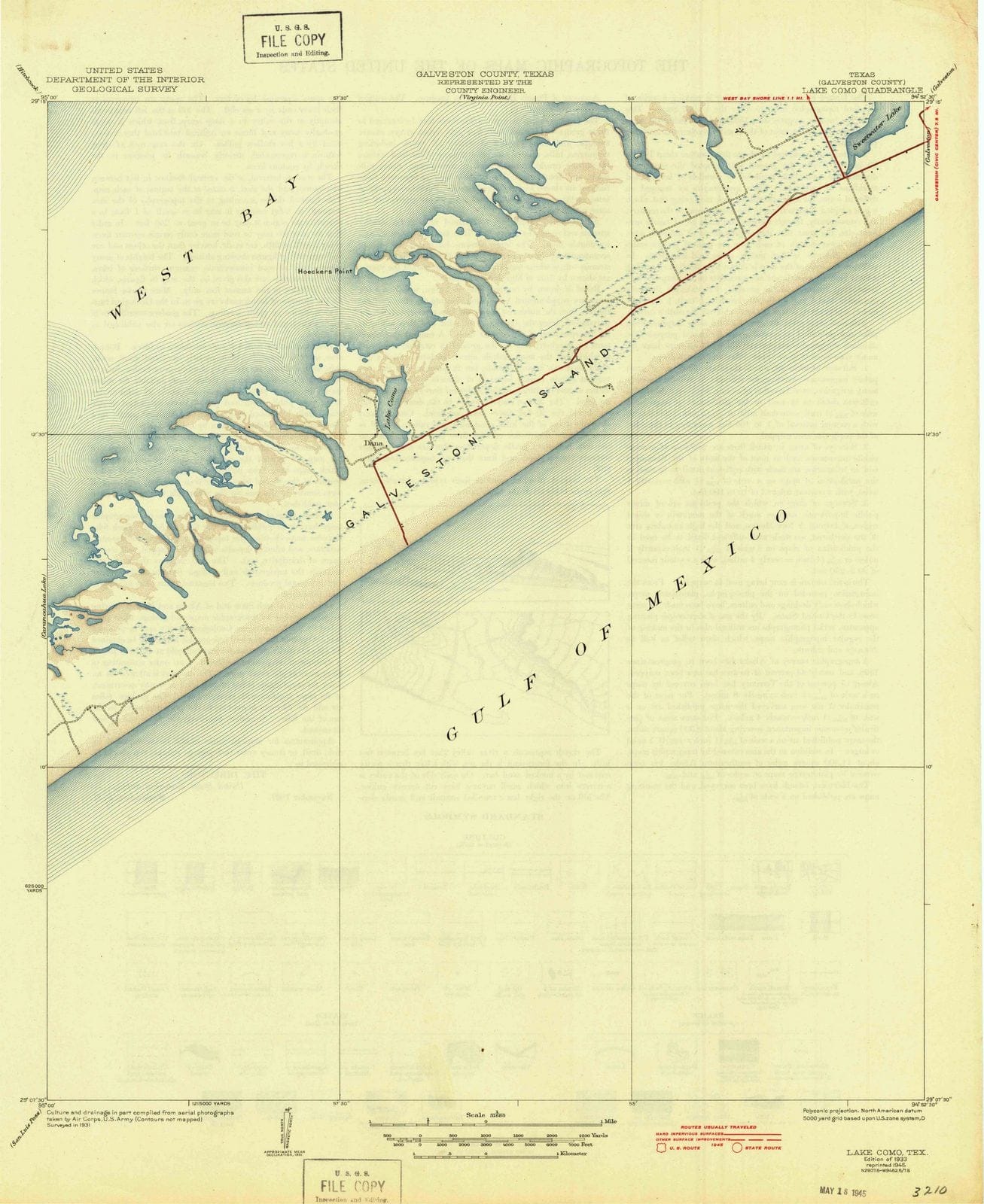 1933 Lake Como, TX - Texas - USGS Topographic Map