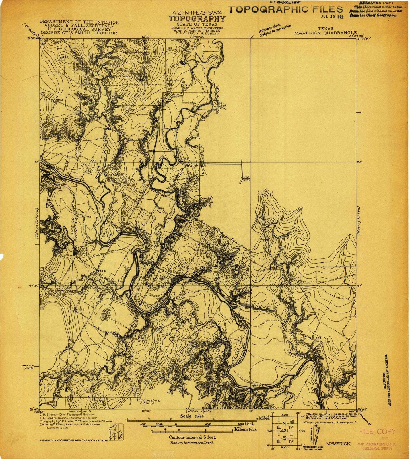 1921 Maverick, TX - Texas - USGS Topographic Map