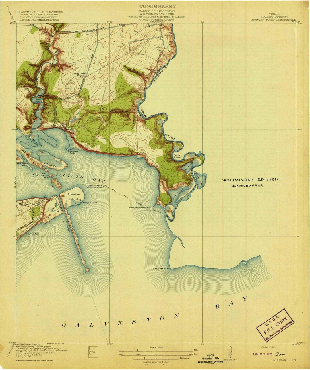 1919 Morgan Point, TX - Texas - USGS Topographic Map