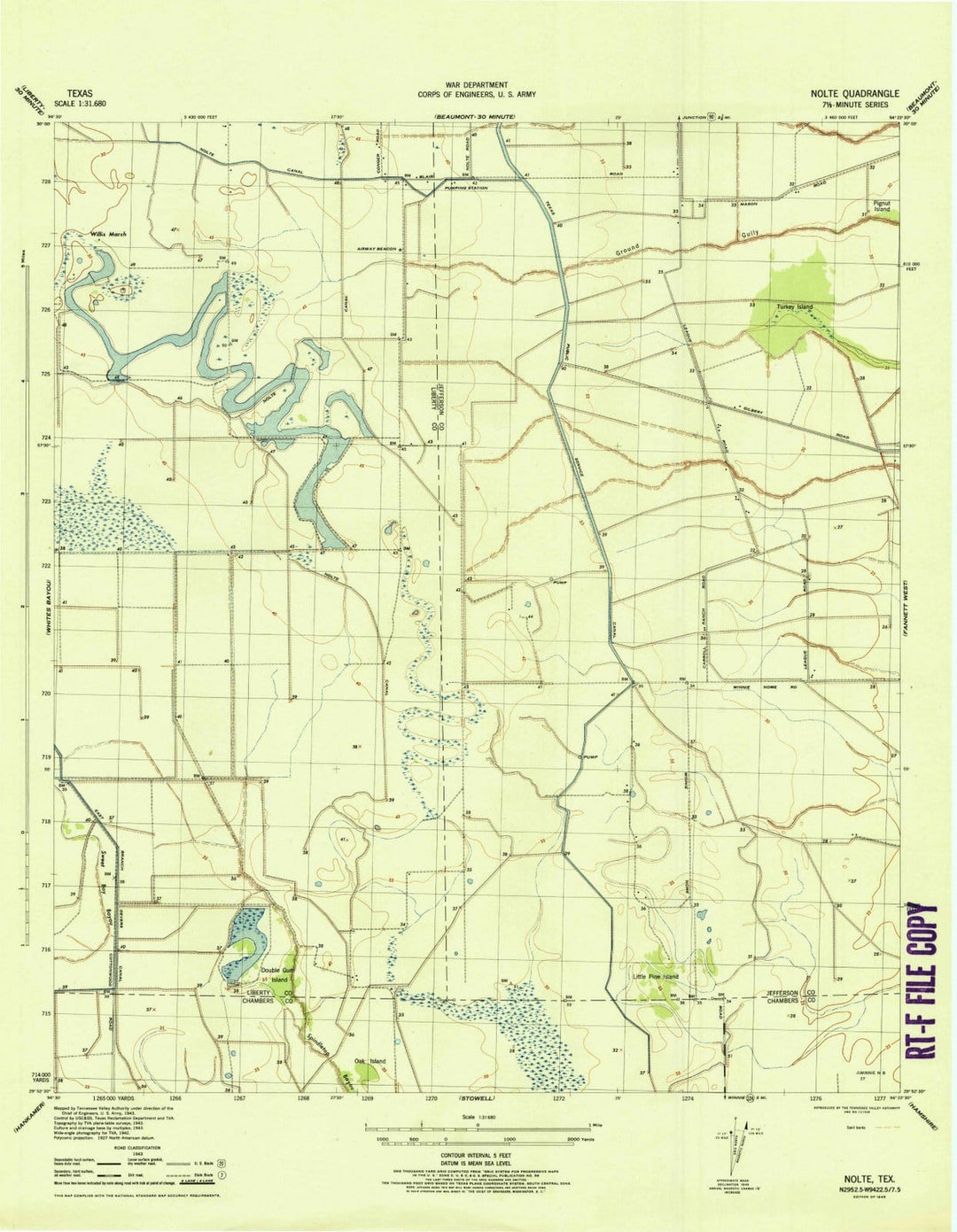 1945 Nolte, TX - Texas - USGS Topographic Map