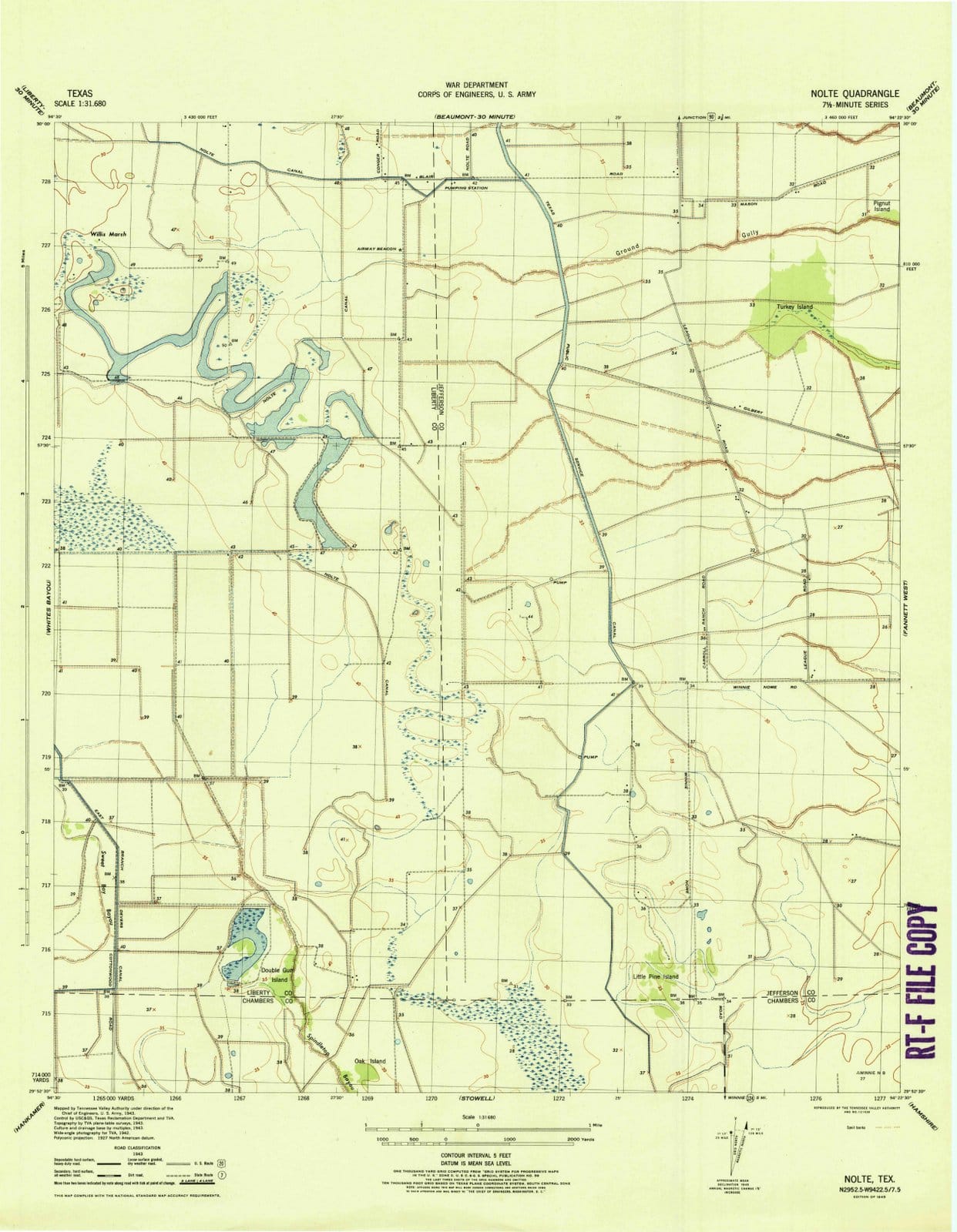 1945 Nolte, TX - Texas - USGS Topographic Map