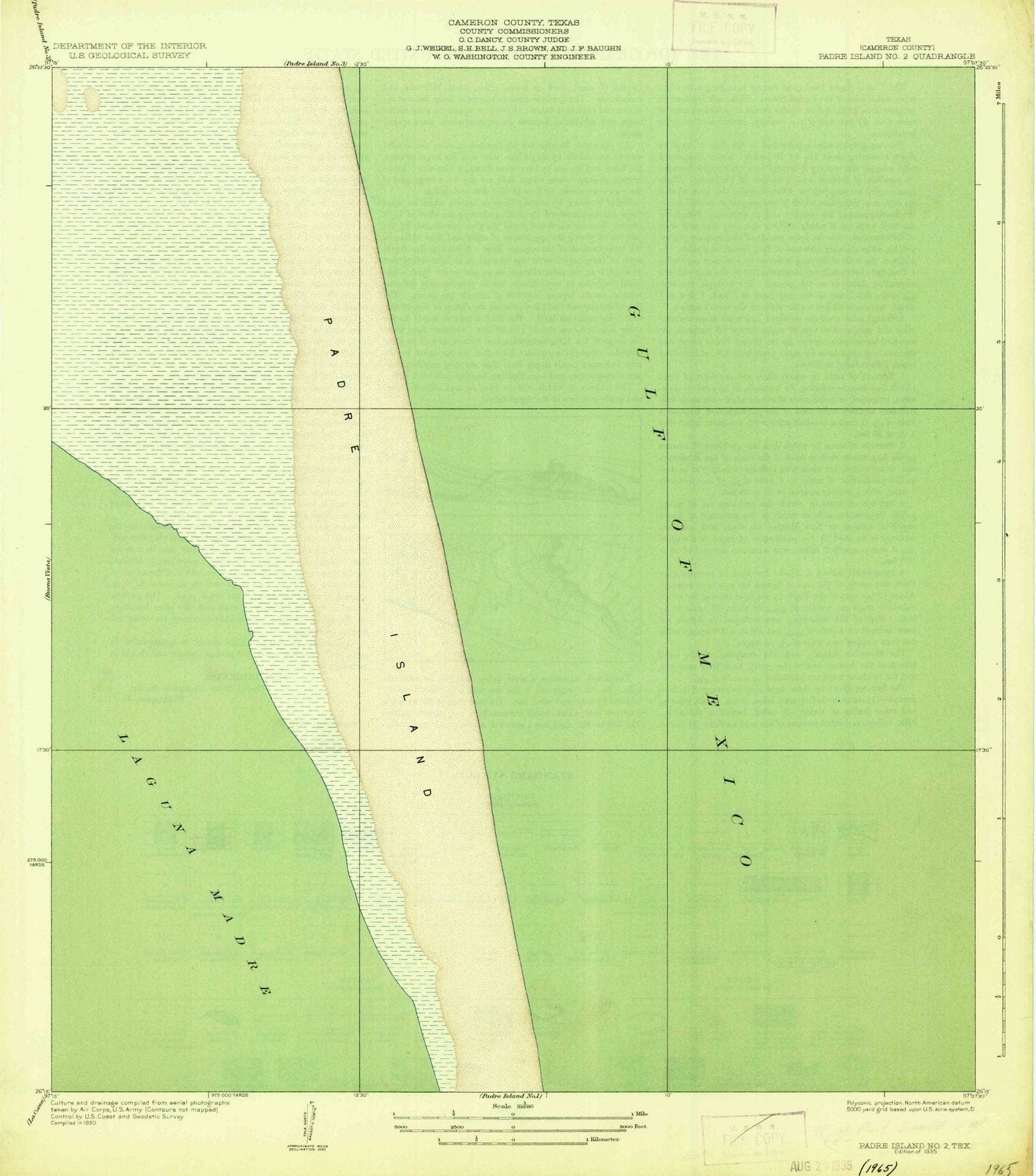 1935 Padre Island NO. 2, TX - Texas - USGS Topographic Map