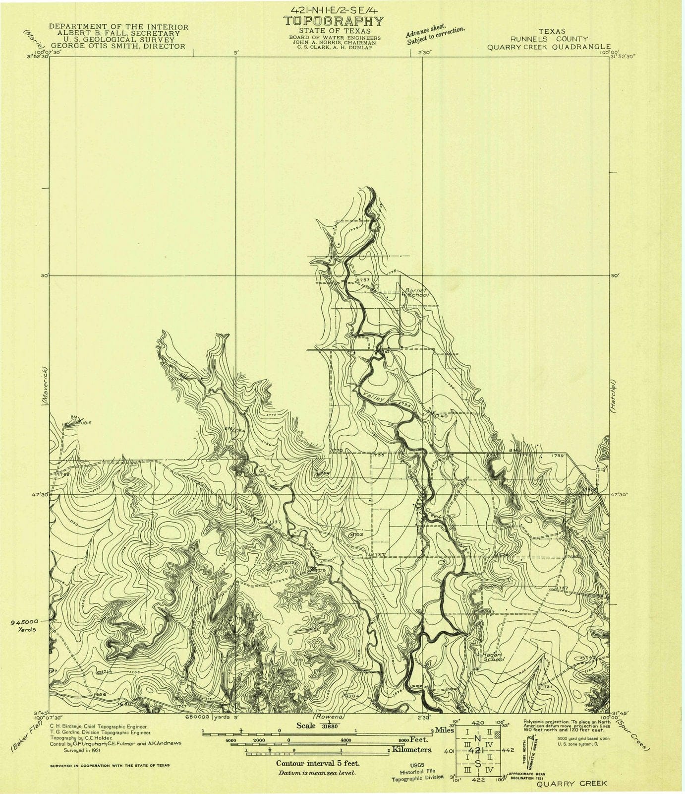 1921 Quarry Creek, TX - Texas - USGS Topographic Map