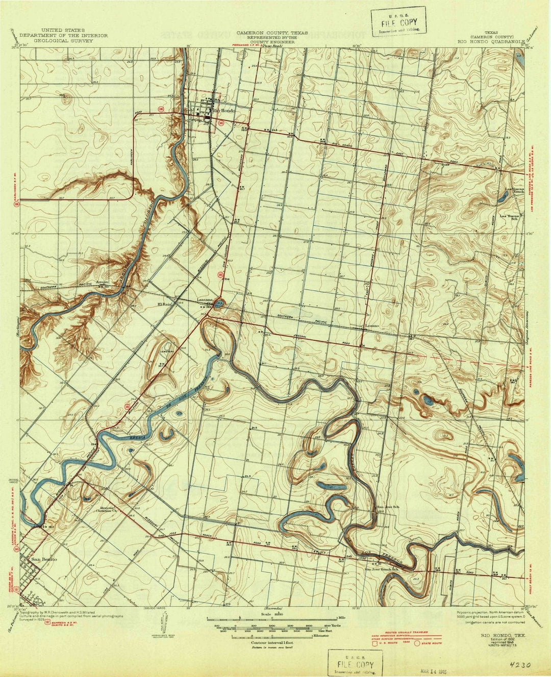 1932 Rio Hondo, TX - Texas - USGS Topographic Map