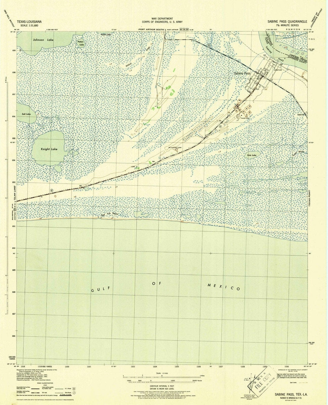 1944 Sabine Pass, TX - Texas - USGS Topographic Map