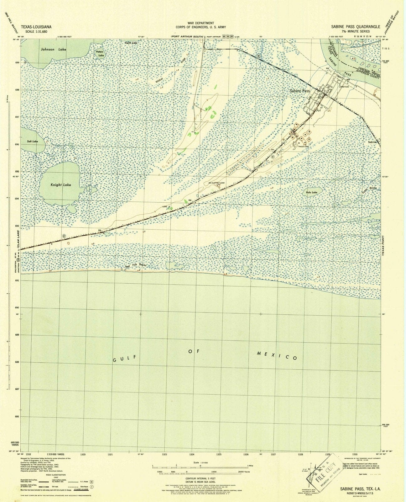 1944 Sabine Pass, TX - Texas - USGS Topographic Map