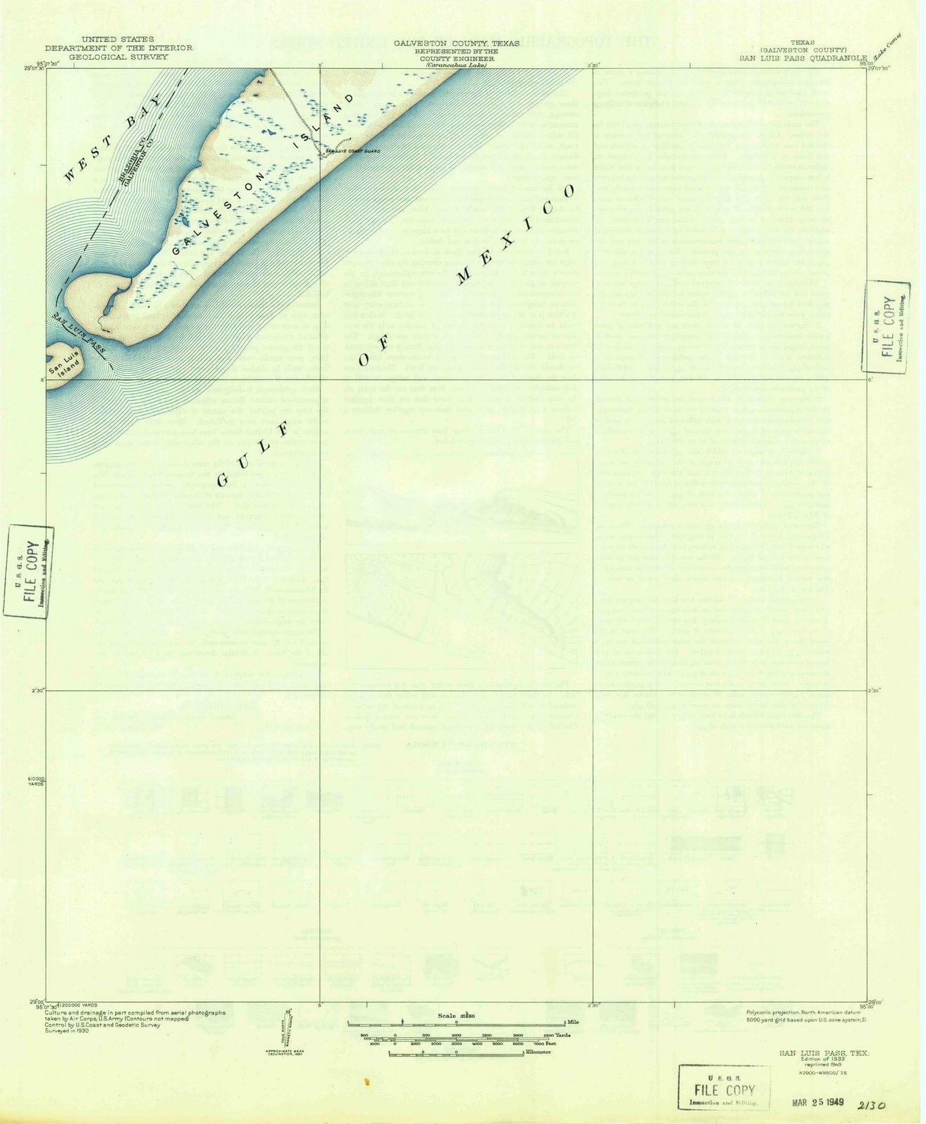 1933 San Luis Pass, TX - Texas - USGS Topographic Map