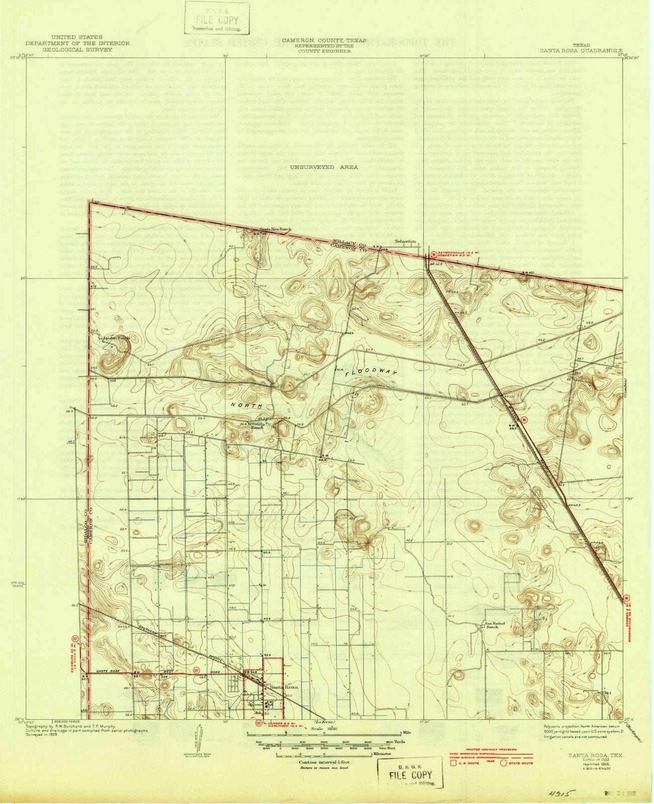 1933 Santa Rosa, TX - Texas - USGS Topographic Map