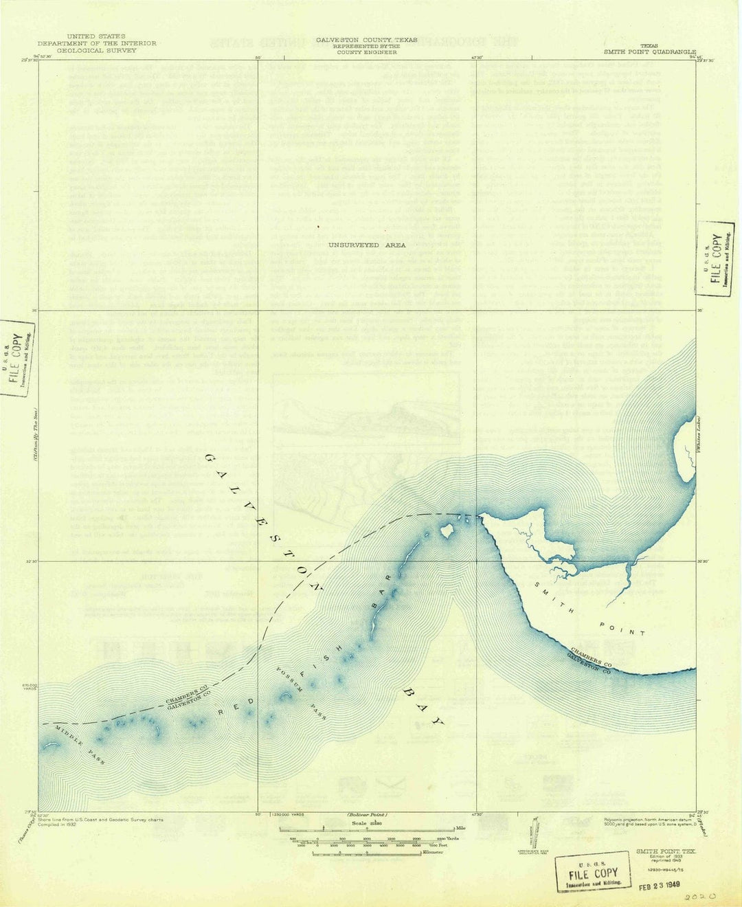1933 Smith Point, TX - Texas - USGS Topographic Map