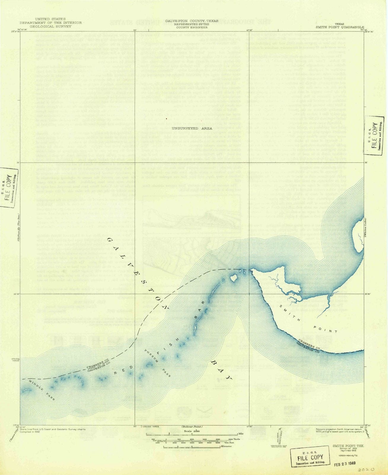 1933 Smith Point, TX - Texas - USGS Topographic Map